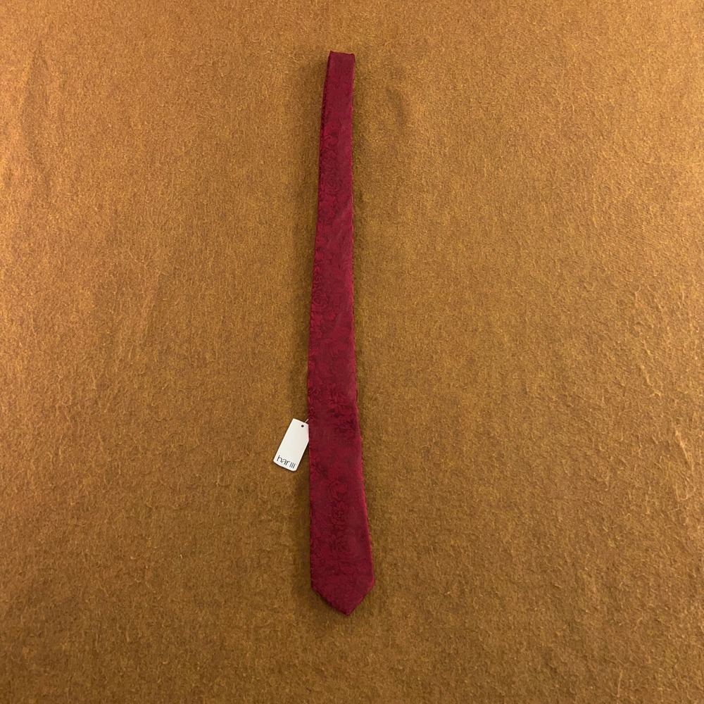Bar III Mens OS Burgundy Kingston Floral Jacquard Slim Necktie NWT